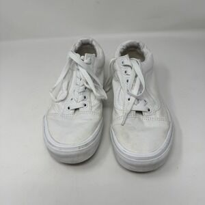 Vans Old Skool Shoes Mens Size 6 White‎ Canvas Low Top Casual Skate Sneakers